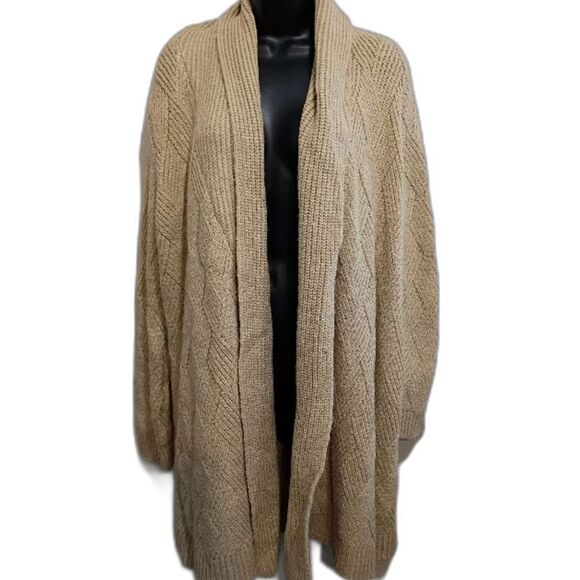 Soft Surroundings Cozy Tan Women's Sweater Cardigan Size Large, Long Warm Winter - Picture 1 of 11